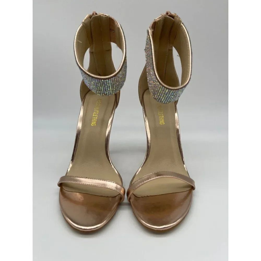 PrettyLittleThing Rose Gold Rhinestone Stiletto Size 5 - Picture 2 of 8